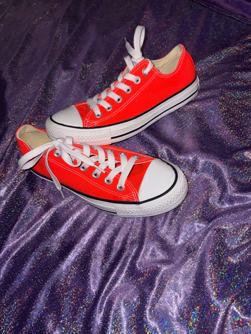 Neon pink/orange Converse